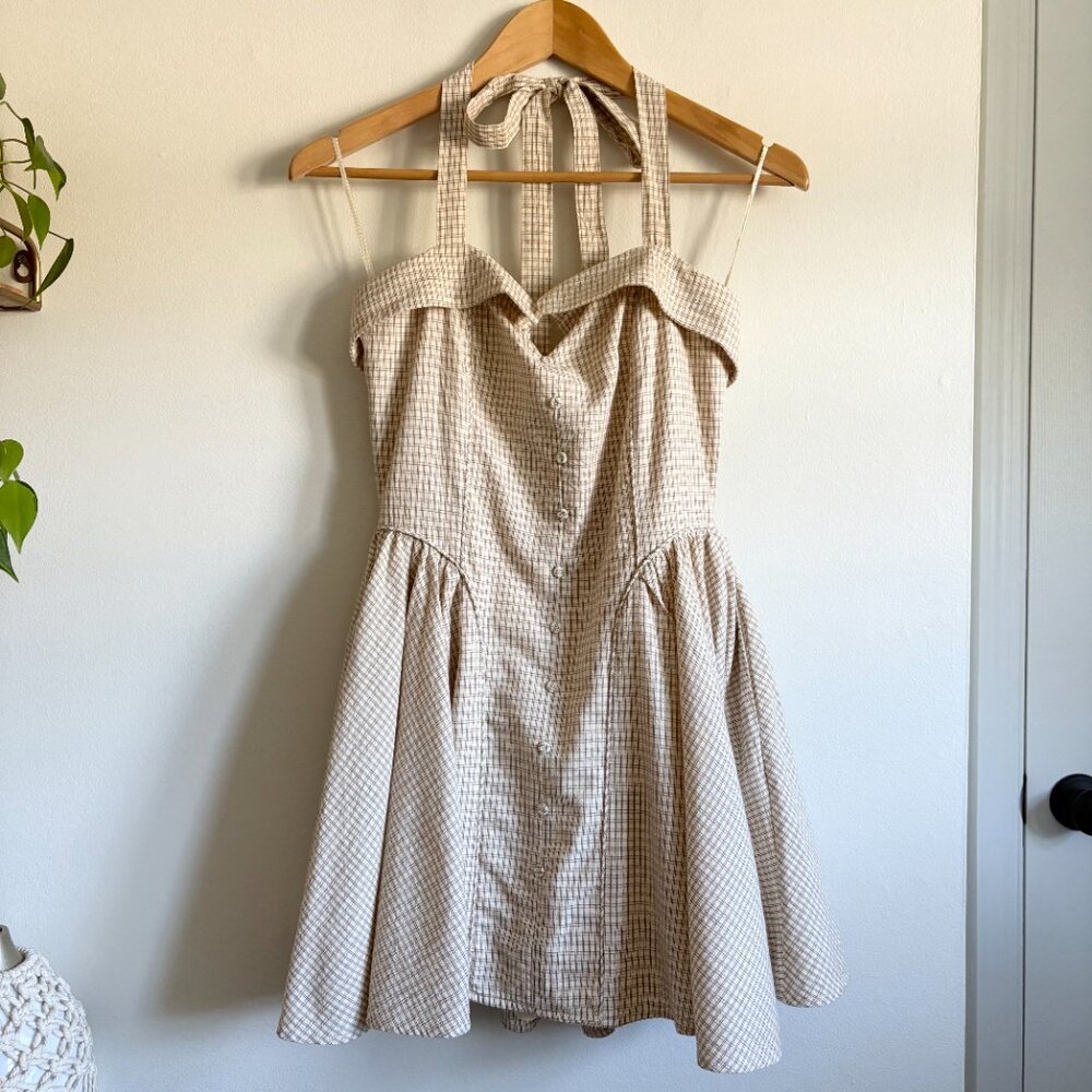 Zara Check Halter Mini Dress NEW - Picture 2 of 6